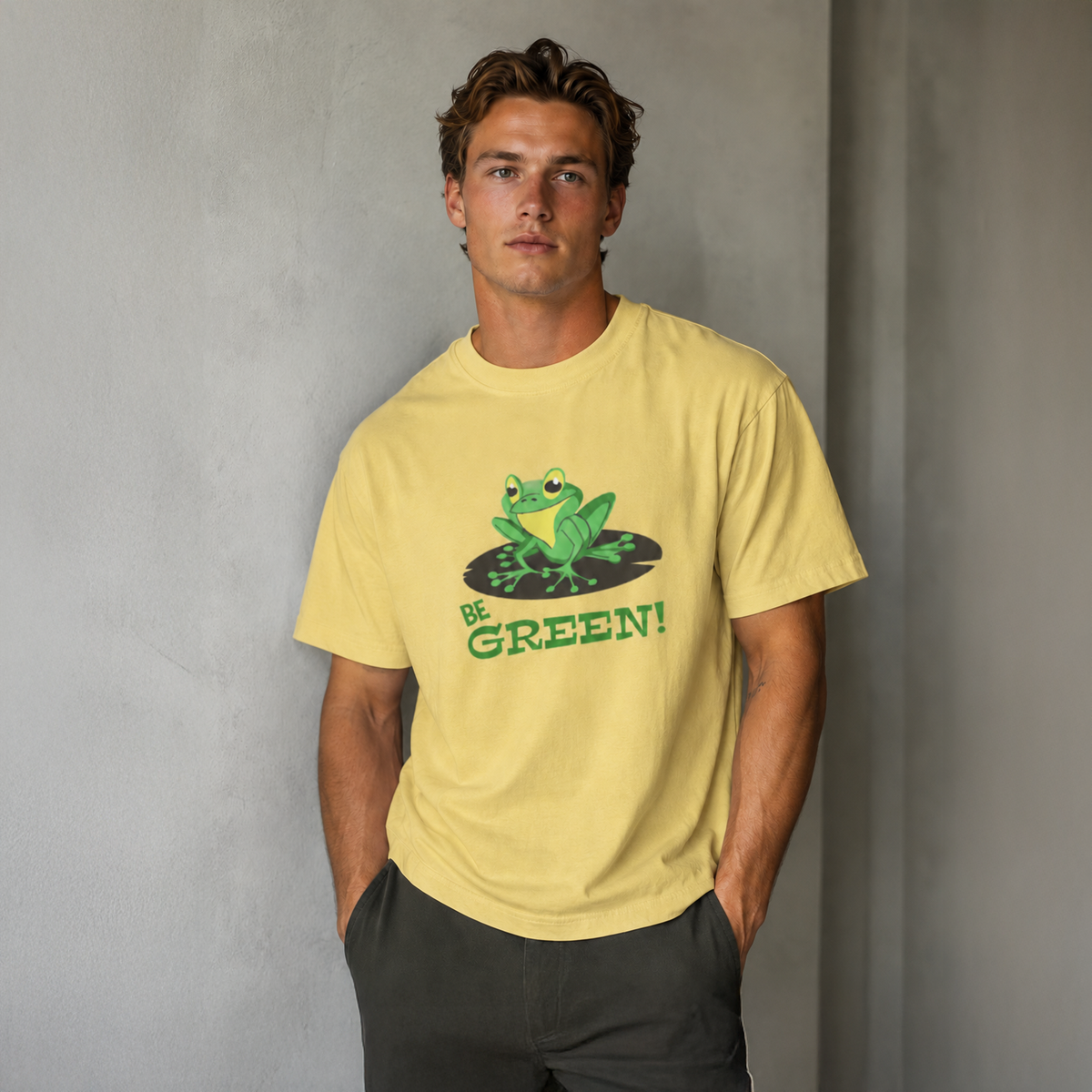 Vastrio Unisex Be Green Frog T-Shirt for Men & Women | 100% Pure Cotton Round Neck Half Sleeve Graphic Tee