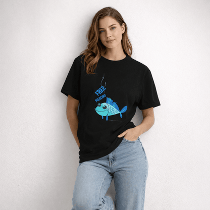 Vastrio Unisex Free Piercing Fish T-Shirt for Men & Women | 100% Pure Cotton Round Neck Half Sleeve Funny Graphic Tee