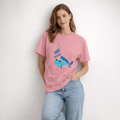 Vastrio Unisex Free Piercing Fish T-Shirt for Men & Women | 100% Pure Cotton Round Neck Half Sleeve Funny Graphic Tee