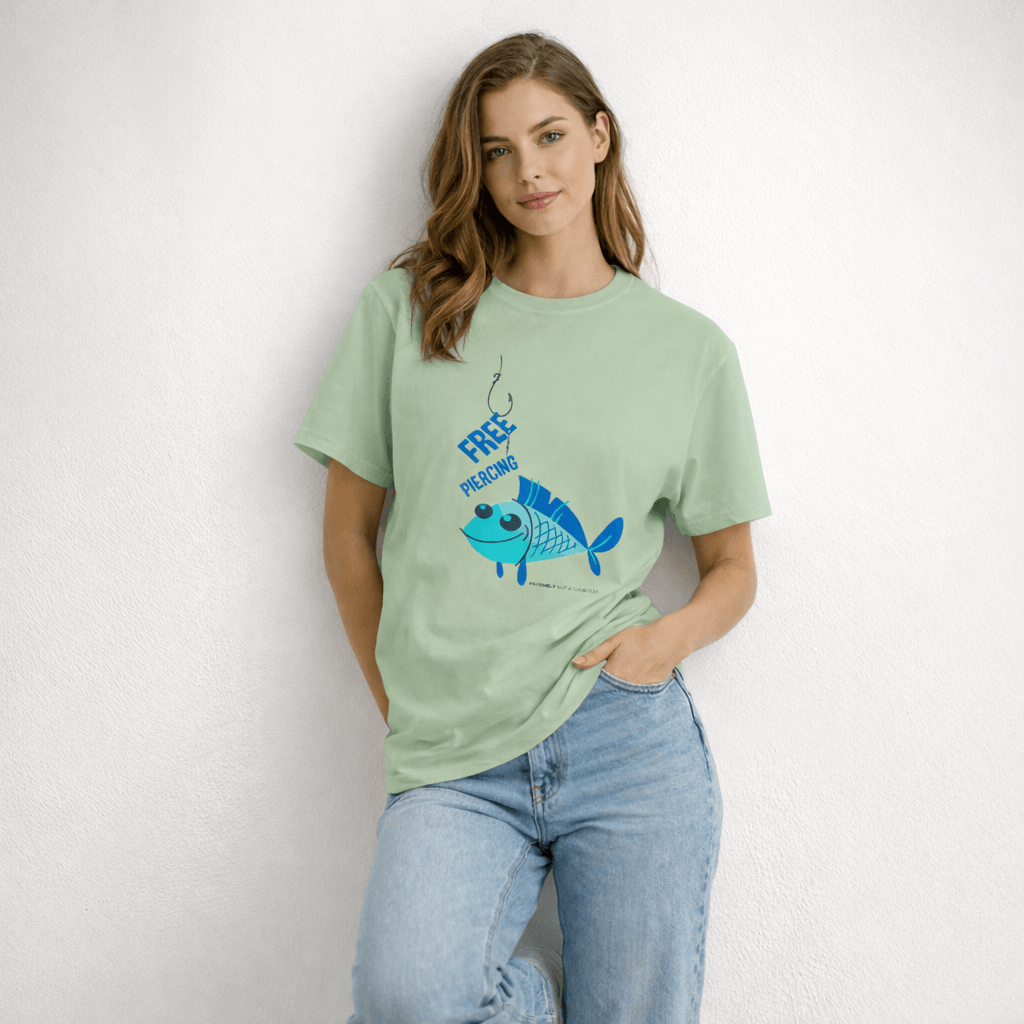 Vastrio Unisex Free Piercing Fish T-Shirt for Men & Women | 100% Pure Cotton Round Neck Half Sleeve Funny Graphic Tee