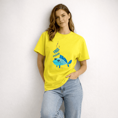 Vastrio Unisex Free Piercing Fish T-Shirt for Men & Women | 100% Pure Cotton Round Neck Half Sleeve Funny Graphic Tee