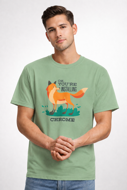 Vastrio Unisex Installing Chrome Fox T-Shirt for Men & Women | 100% Pure Cotton Round Neck Half Sleeve Funny Graphic Tee