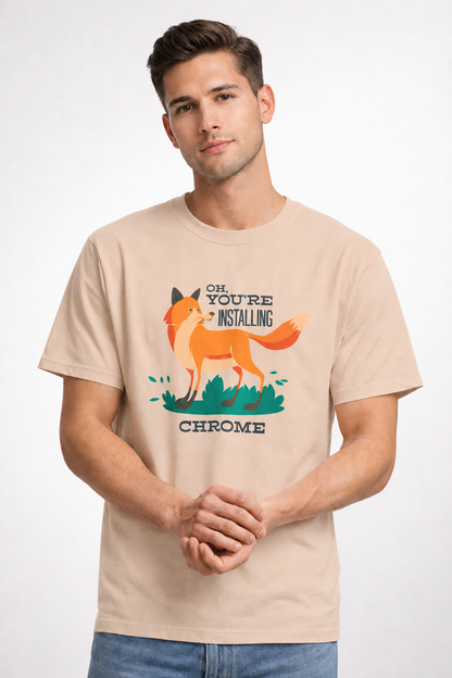 Vastrio Unisex Installing Chrome Fox T-Shirt for Men & Women | 100% Pure Cotton Round Neck Half Sleeve Funny Graphic Tee