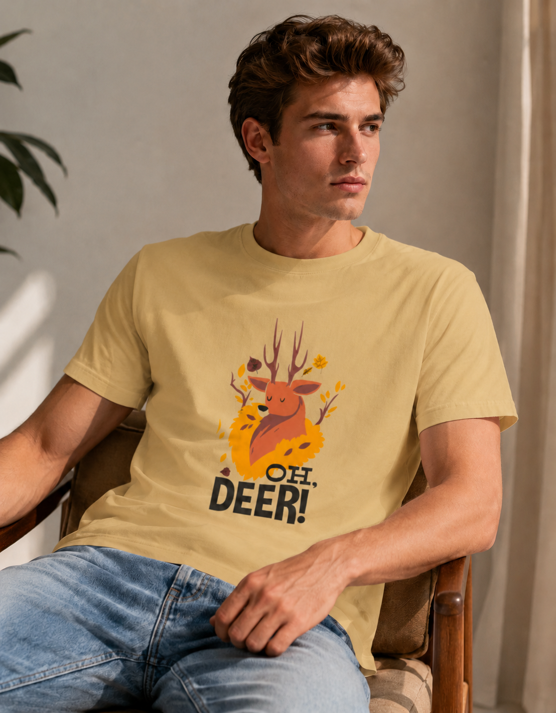 Vastrio Unisex Oh Deer Funny Deer T-Shirt for Men & Women | 100% Pure Cotton Round Neck Half Sleeve Graphic Tee