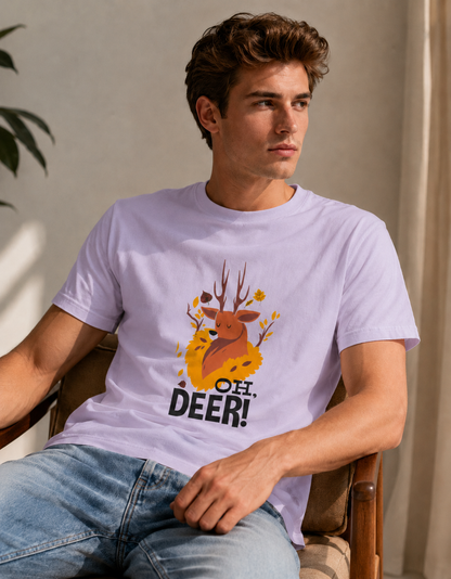 Vastrio Unisex Oh Deer Funny Deer T-Shirt for Men & Women | 100% Pure Cotton Round Neck Half Sleeve Graphic Tee
