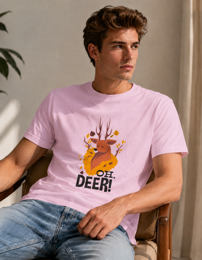 Vastrio Unisex Oh Deer Funny Deer T-Shirt for Men & Women | 100% Pure Cotton Round Neck Half Sleeve Graphic Tee