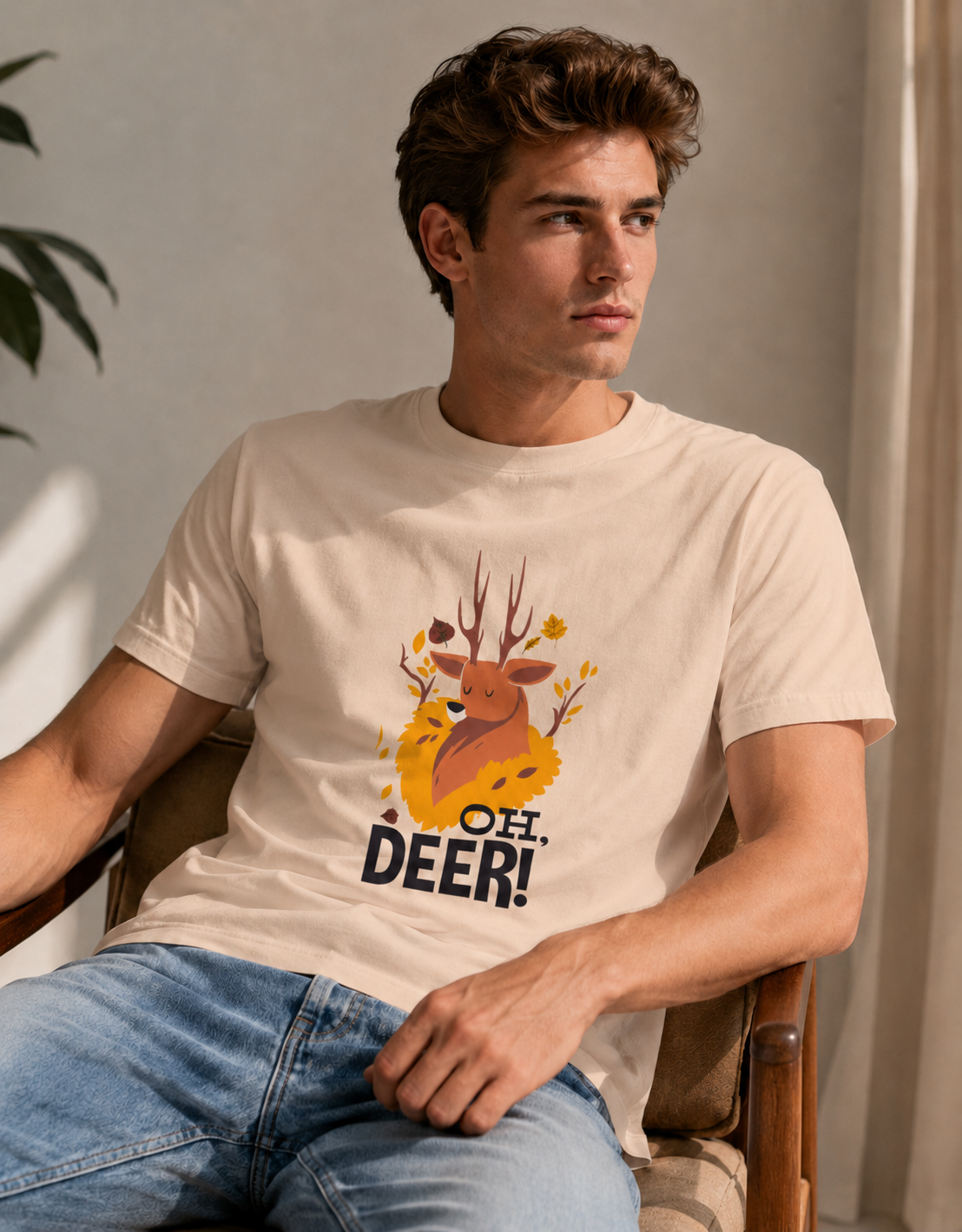 Vastrio Unisex Oh Deer Funny Deer T-Shirt for Men & Women | 100% Pure Cotton Round Neck Half Sleeve Graphic Tee