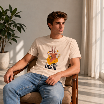 Vastrio Unisex Oh Deer Funny Deer T-Shirt for Men & Women | 100% Pure Cotton Round Neck Half Sleeve Graphic Tee