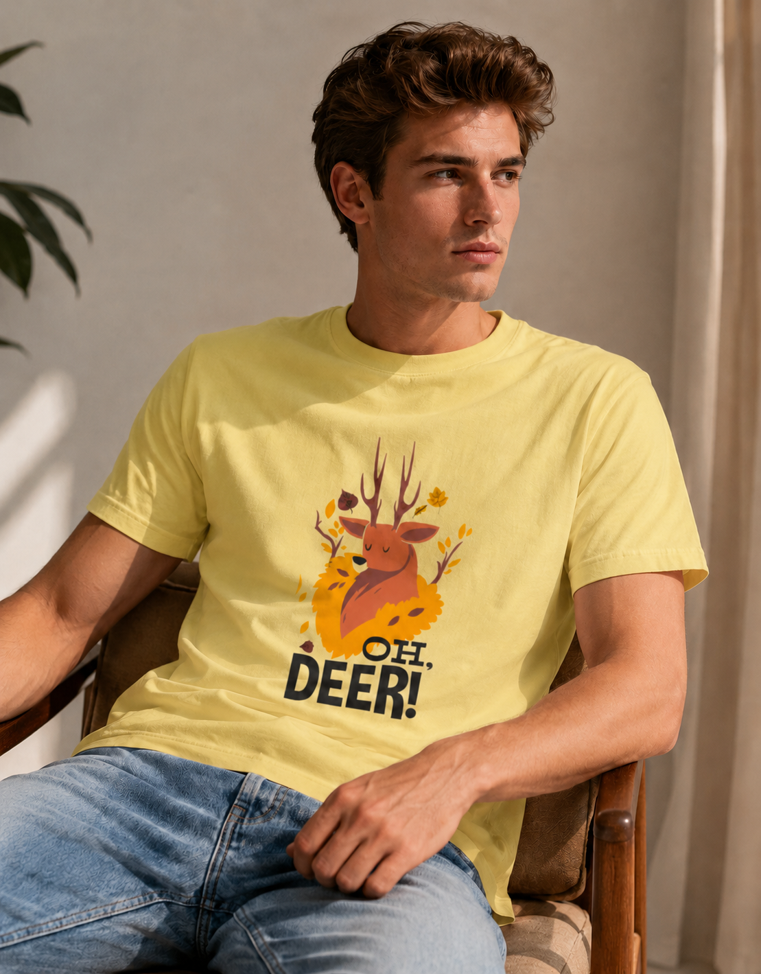 Vastrio Unisex Oh Deer Funny Deer T-Shirt for Men & Women | 100% Pure Cotton Round Neck Half Sleeve Graphic Tee