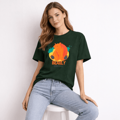 Vastrio Unisex Bearly Dressed Bear T-Shirt for Men & Women | 100% Pure Cotton Round Neck Half Sleeve Funny Graphic Tee