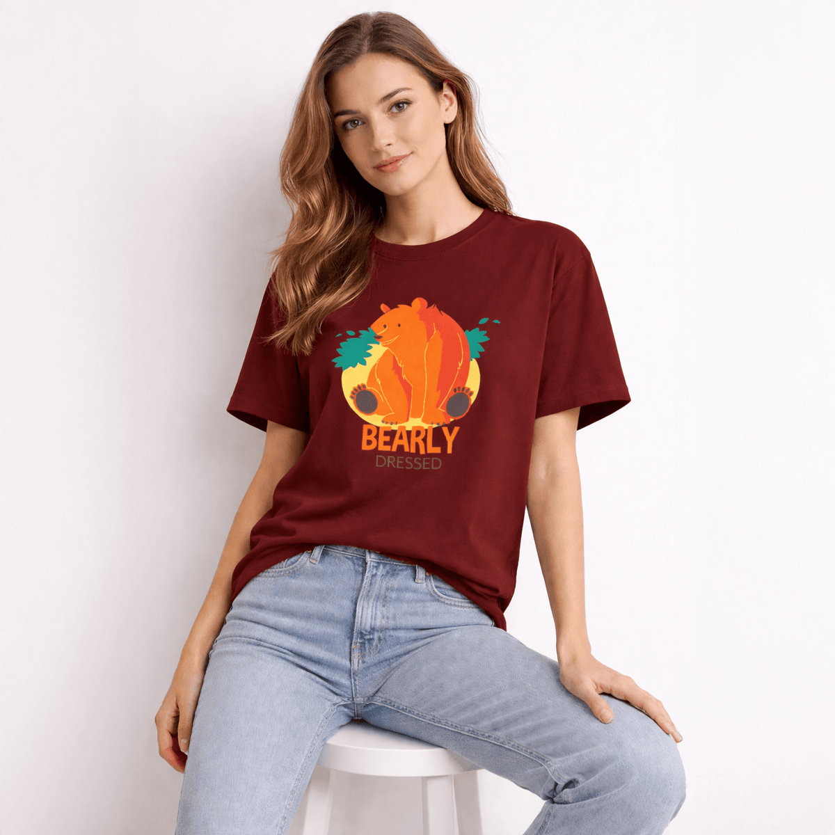 Vastrio Unisex Bearly Dressed Bear T-Shirt for Men & Women | 100% Pure Cotton Round Neck Half Sleeve Funny Graphic Tee