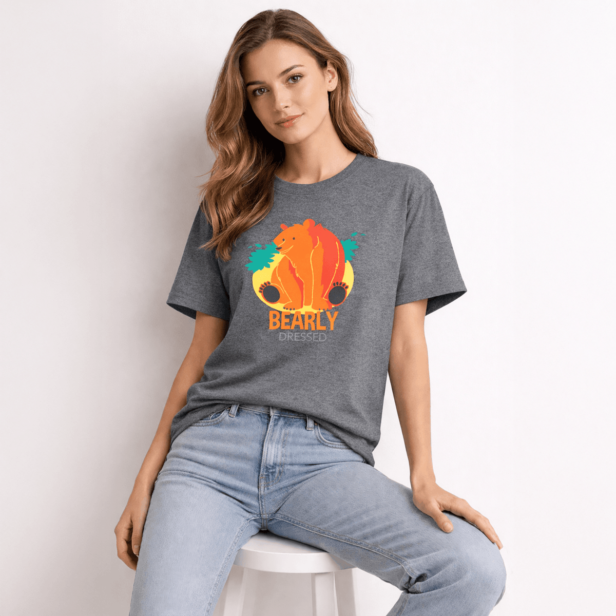 Vastrio Unisex Bearly Dressed Bear T-Shirt for Men & Women | 100% Pure Cotton Round Neck Half Sleeve Funny Graphic Tee
