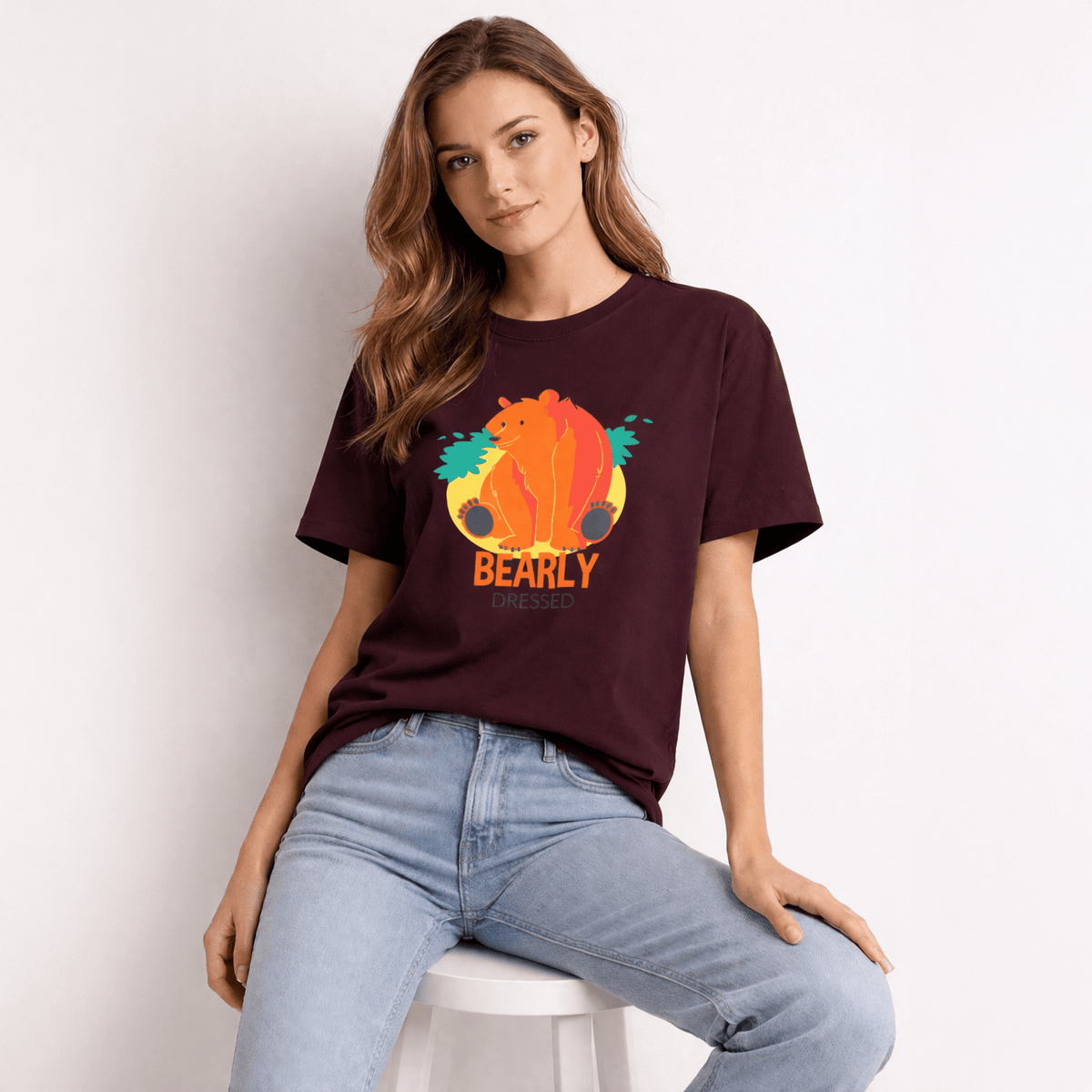 Vastrio Unisex Bearly Dressed Bear T-Shirt for Men & Women | 100% Pure Cotton Round Neck Half Sleeve Funny Graphic Tee
