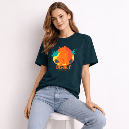 Vastrio Unisex Bearly Dressed Bear T-Shirt for Men & Women | 100% Pure Cotton Round Neck Half Sleeve Funny Graphic Tee