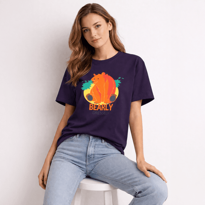 Vastrio Unisex Bearly Dressed Bear T-Shirt for Men & Women | 100% Pure Cotton Round Neck Half Sleeve Funny Graphic Tee
