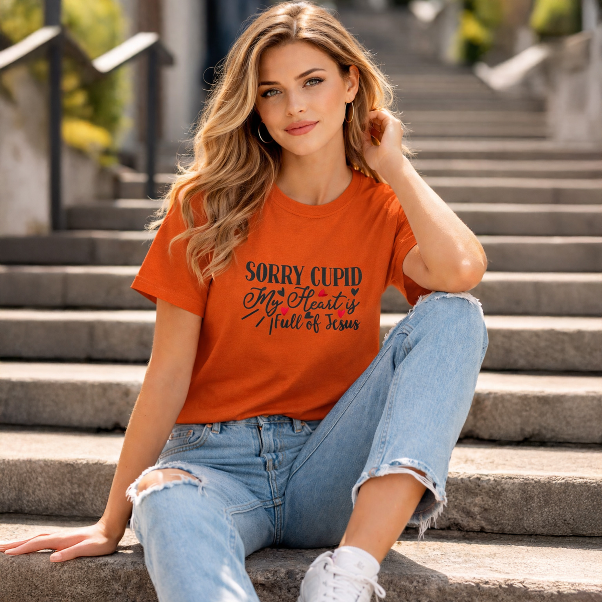 Vastrio Unisex Valentine Graphic Printed T Shirt for Men & Women | Sorry Cupid My Heart Is Full of Jesus T-Shirt | Valentine Collection | Regular Fit Half Sleeve Casual T-Shirt