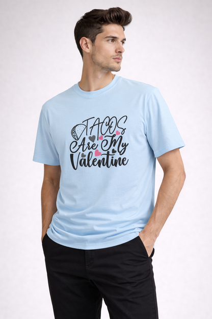 Vastrio Unisex Tacos Are My Valentine T-Shirt | Funny Valentine Graphic Printed T-Shirt for Men & Women | Cute Food Lover Valentine Gift