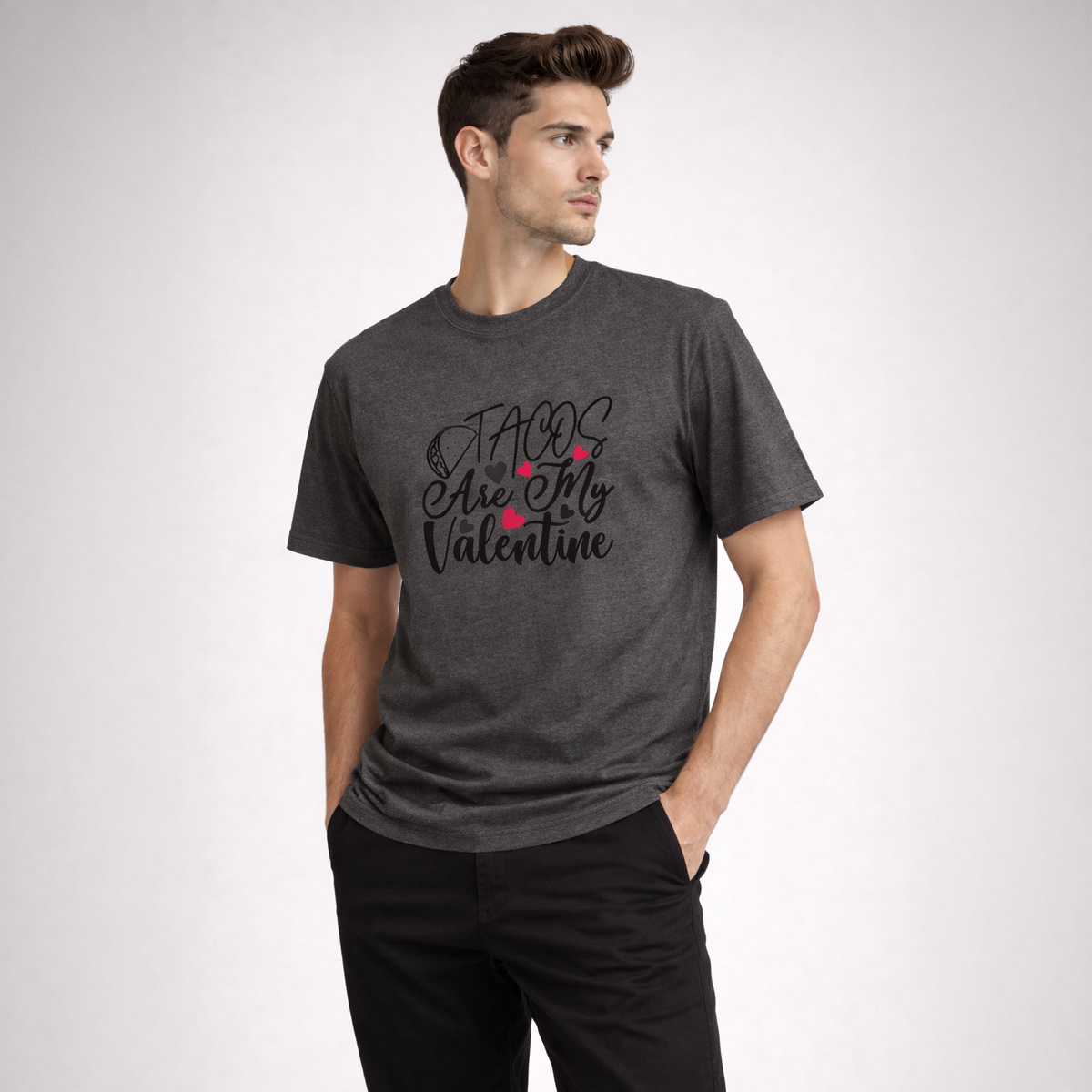 Vastrio Unisex Tacos Are My Valentine T-Shirt | Funny Valentine Graphic Printed T-Shirt for Men & Women | Cute Food Lover Valentine Gift