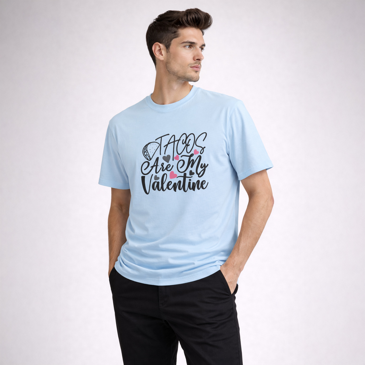 Vastrio Unisex Tacos Are My Valentine T-Shirt | Funny Valentine Graphic Printed T-Shirt for Men & Women | Cute Food Lover Valentine Gift