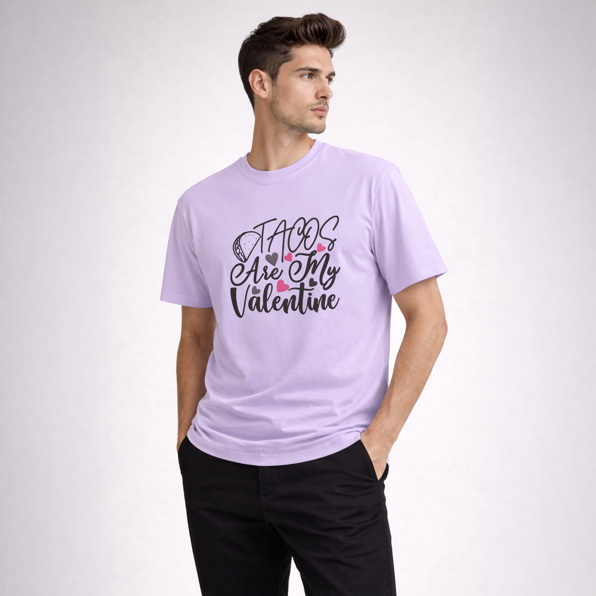 Vastrio Unisex Tacos Are My Valentine T-Shirt | Funny Valentine Graphic Printed T-Shirt for Men & Women | Cute Food Lover Valentine Gift