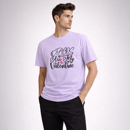 Vastrio Unisex Tacos Are My Valentine T-Shirt | Funny Valentine Graphic Printed T-Shirt for Men & Women | Cute Food Lover Valentine Gift