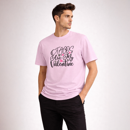 Vastrio Unisex Tacos Are My Valentine T-Shirt | Funny Valentine Graphic Printed T-Shirt for Men & Women | Cute Food Lover Valentine Gift