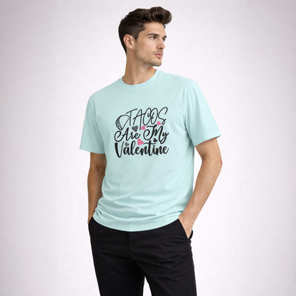 Vastrio Unisex Tacos Are My Valentine T-Shirt | Funny Valentine Graphic Printed T-Shirt for Men & Women | Cute Food Lover Valentine Gift