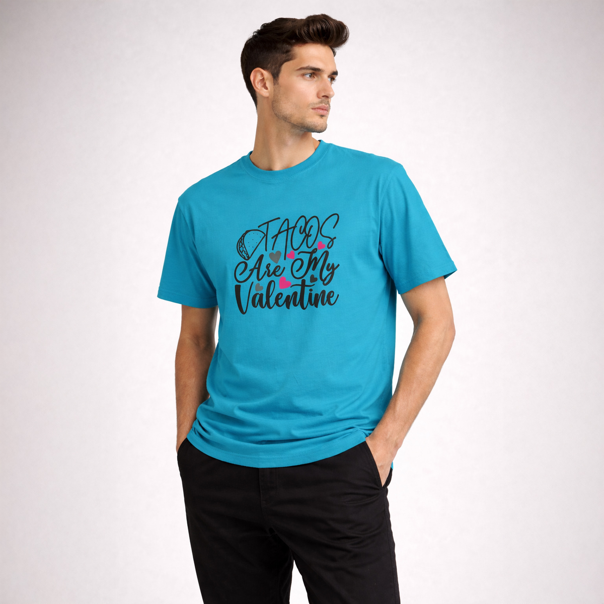 Vastrio Unisex Tacos Are My Valentine T-Shirt | Funny Valentine Graphic Printed T-Shirt for Men & Women | Cute Food Lover Valentine Gift