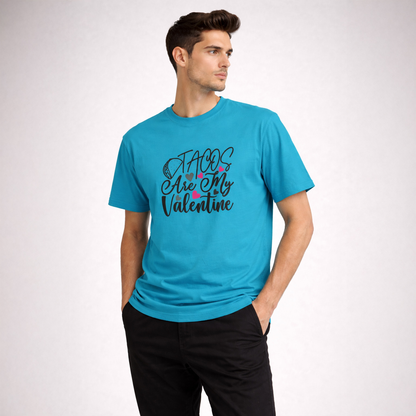 Vastrio Unisex Tacos Are My Valentine T-Shirt | Funny Valentine Graphic Printed T-Shirt for Men & Women | Cute Food Lover Valentine Gift