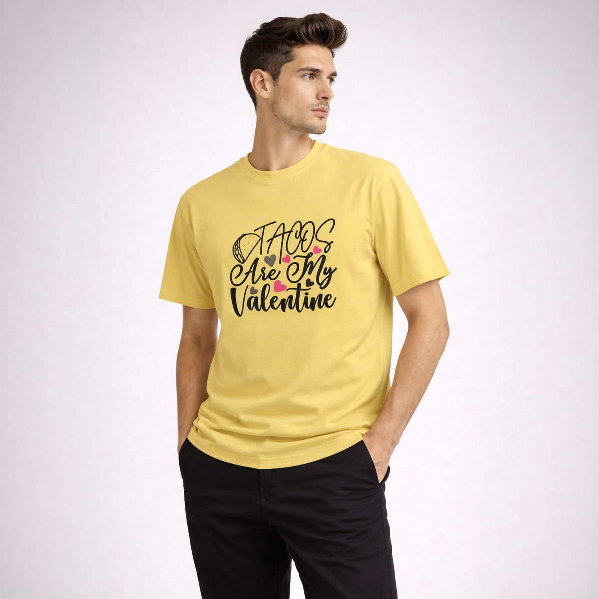 Vastrio Unisex Tacos Are My Valentine T-Shirt | Funny Valentine Graphic Printed T-Shirt for Men & Women | Cute Food Lover Valentine Gift
