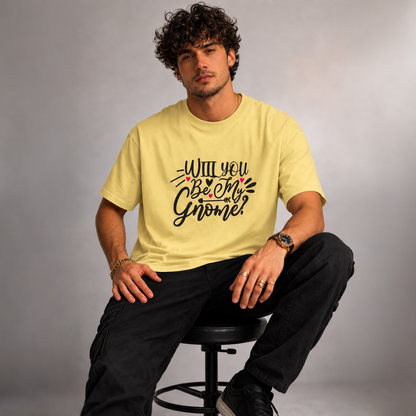Vastrio Unisex Will You Be My Gnome T-Shirt | Cute Valentine Graphic Printed T-Shirt for Men & Women | Funny Love Quote Valentine Gift