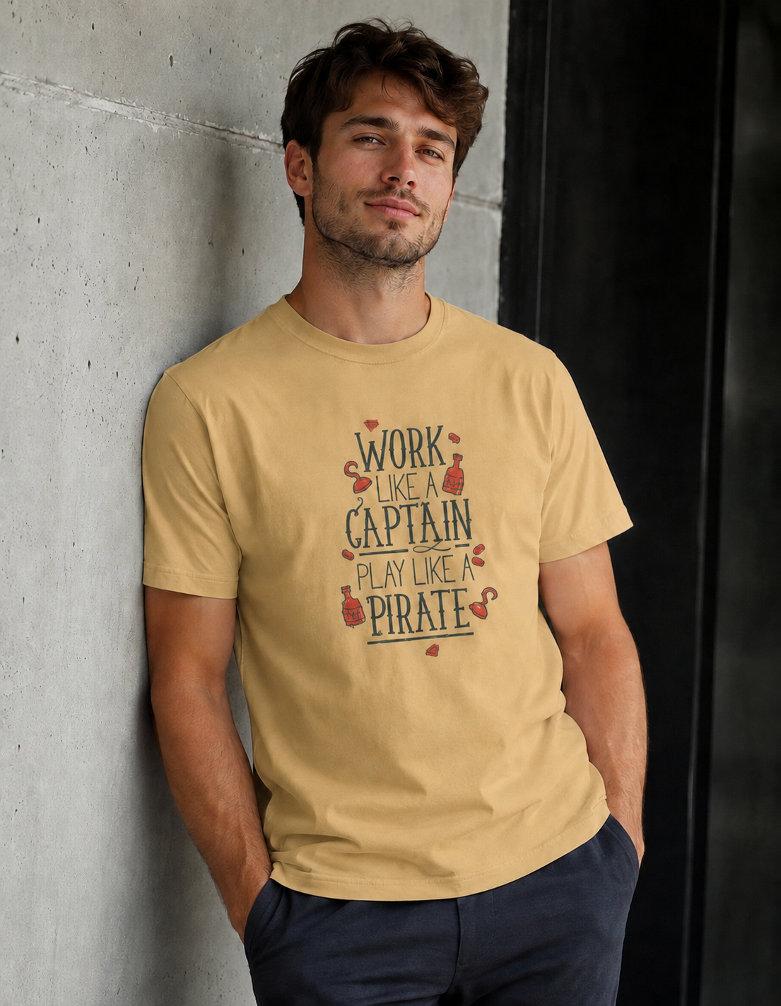 Vastrio Work Like a Captain Play Like a Pirate Graphic T-Shirt | Unisex Tee
