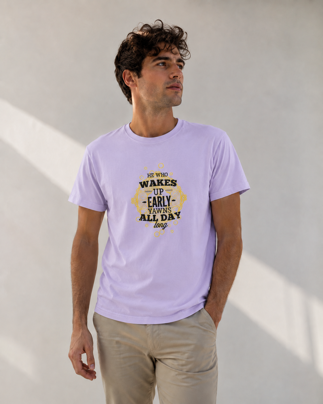 Vastrio He Who Wakes Up Early Yawns All Day Quote T-Shirt | Unisex Tee