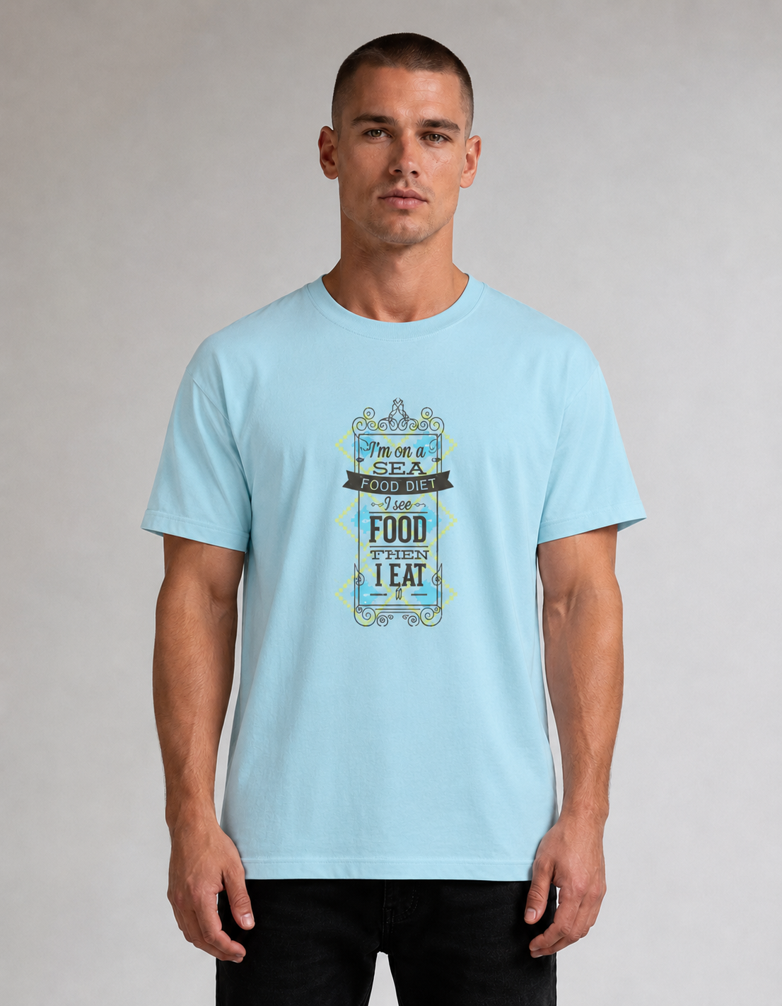 Vastrio Seafood Diet Funny Graphic T-Shirt | Unisex Cotton Tee