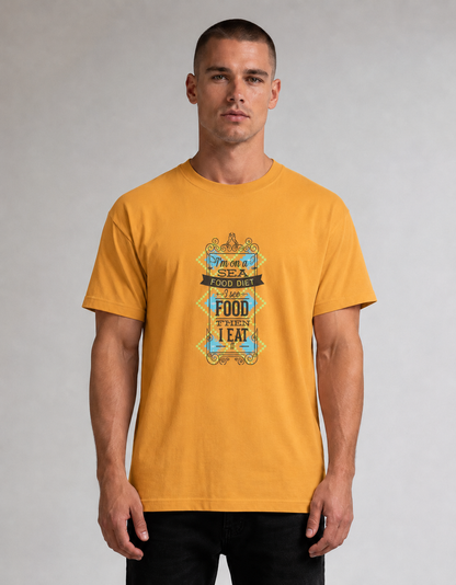 Vastrio Seafood Diet Funny Graphic T-Shirt | Unisex Cotton Tee