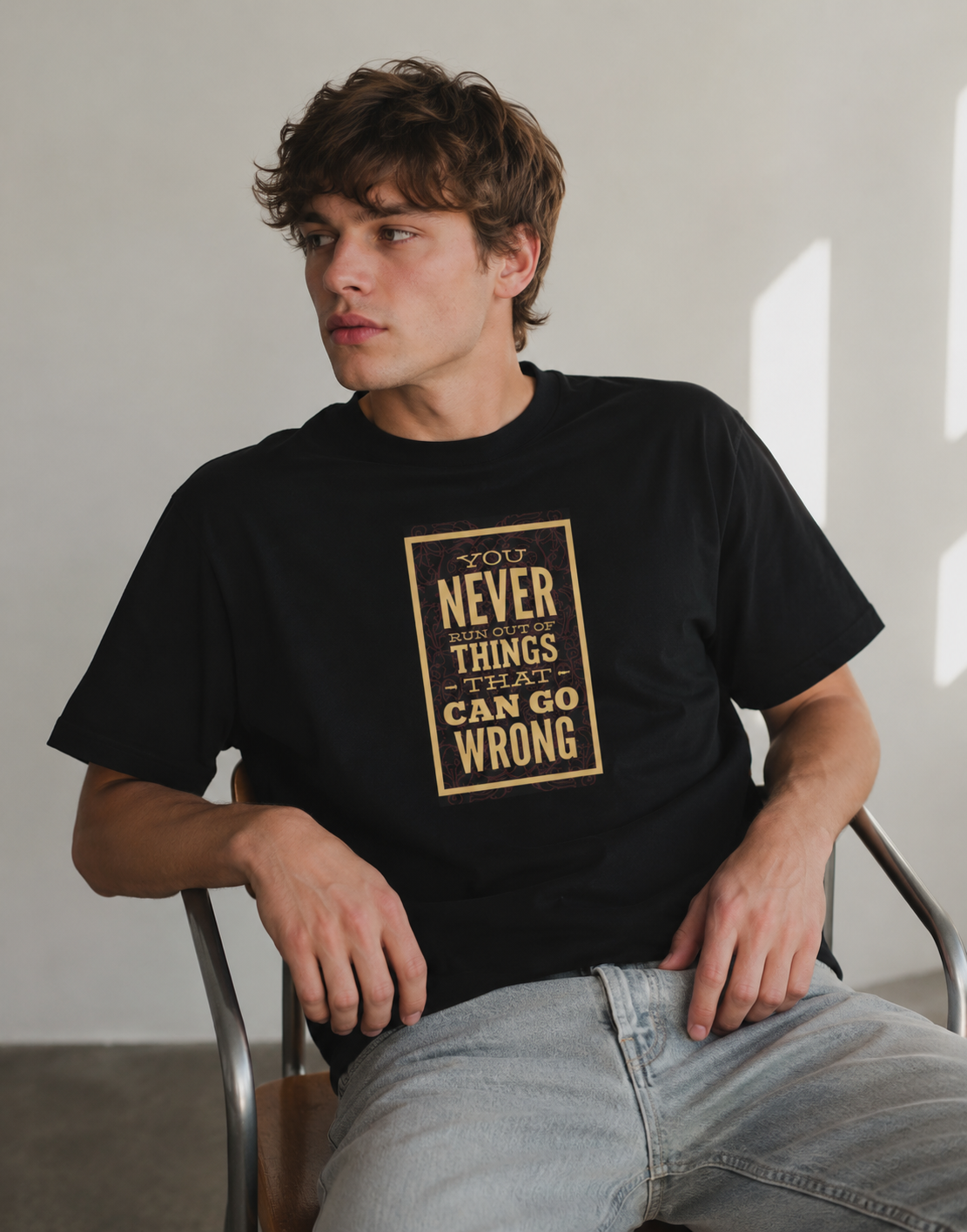 Vastrio Never Run Out of Things That Can Go Wrong Quote T-Shirt | Unisex Cotton Tee