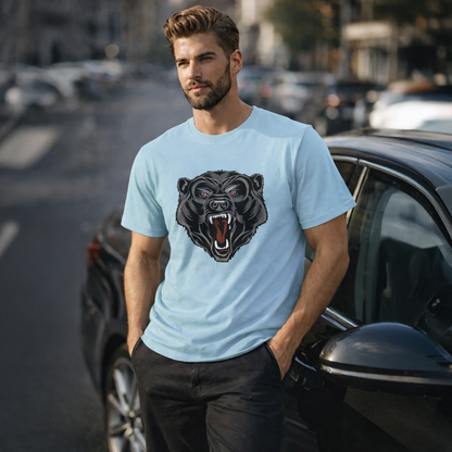 Vastrio Unisex Bear Graphic Printed T-Shirt for Men & Women | Trendy Black Graphic Tee | Casual Streetwear T-Shirt