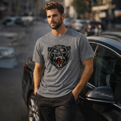 Vastrio Unisex Bear Graphic Printed T-Shirt for Men & Women | Trendy Black Graphic Tee | Casual Streetwear T-Shirt
