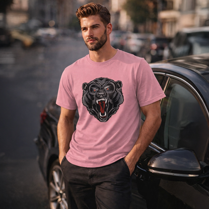 Vastrio Unisex Bear Graphic Printed T-Shirt for Men & Women | Trendy Black Graphic Tee | Casual Streetwear T-Shirt
