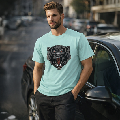 Vastrio Unisex Bear Graphic Printed T-Shirt for Men & Women | Trendy Black Graphic Tee | Casual Streetwear T-Shirt