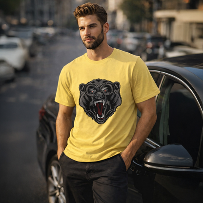 Vastrio Unisex Bear Graphic Printed T-Shirt for Men & Women | Trendy Black Graphic Tee | Casual Streetwear T-Shirt