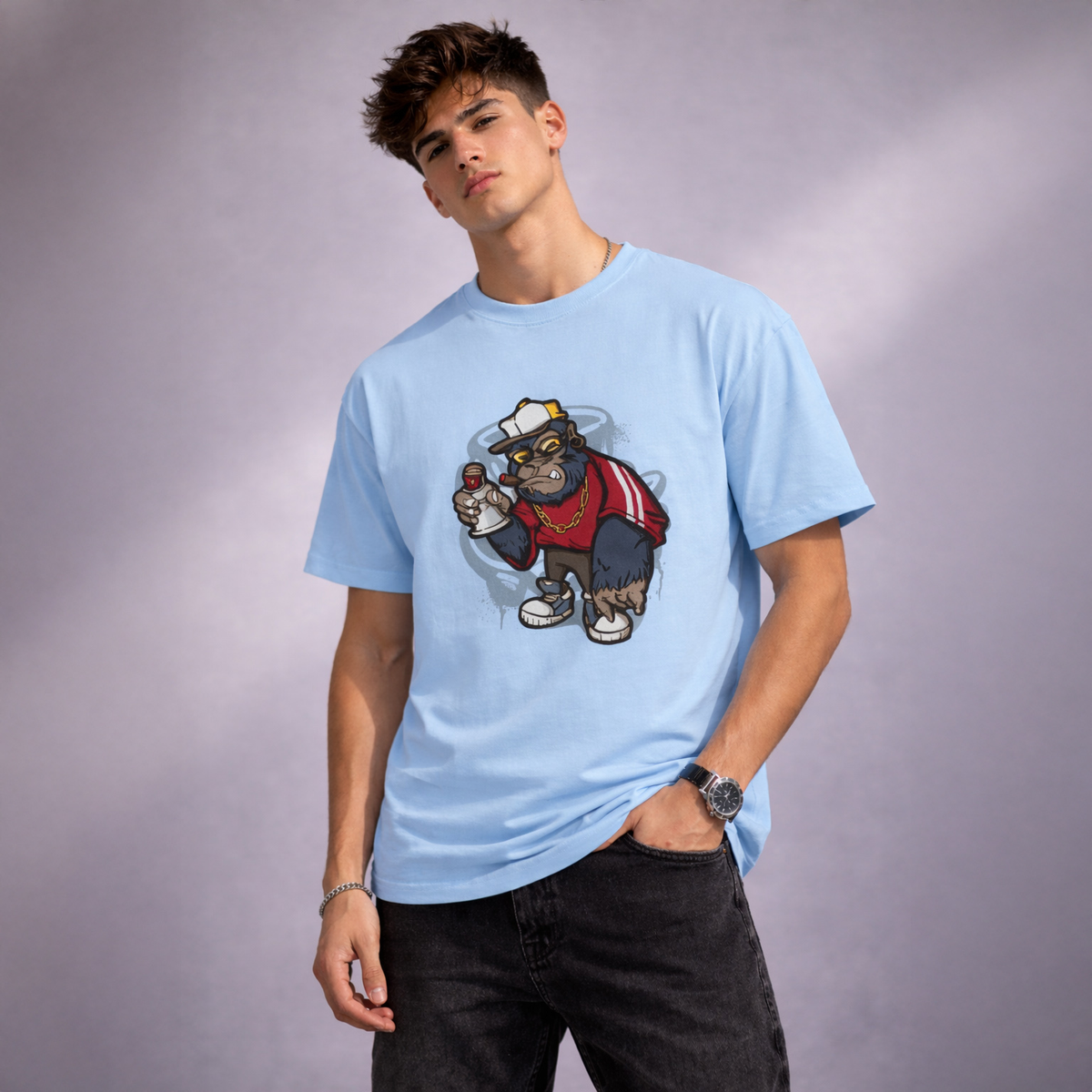 Vastrio Unisex Gorilla Graphic Printed T-Shirt for Men & Women | Regular Fit Round Neck Short Sleeve Casual Streetwear T-Shirt