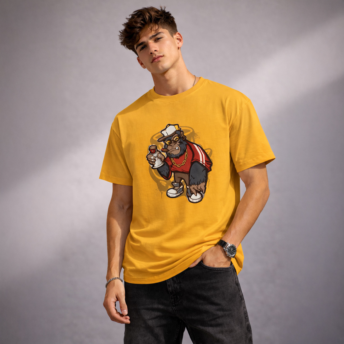 Vastrio Unisex Gorilla Graphic Printed T-Shirt for Men & Women | Regular Fit Round Neck Short Sleeve Casual Streetwear T-Shirt