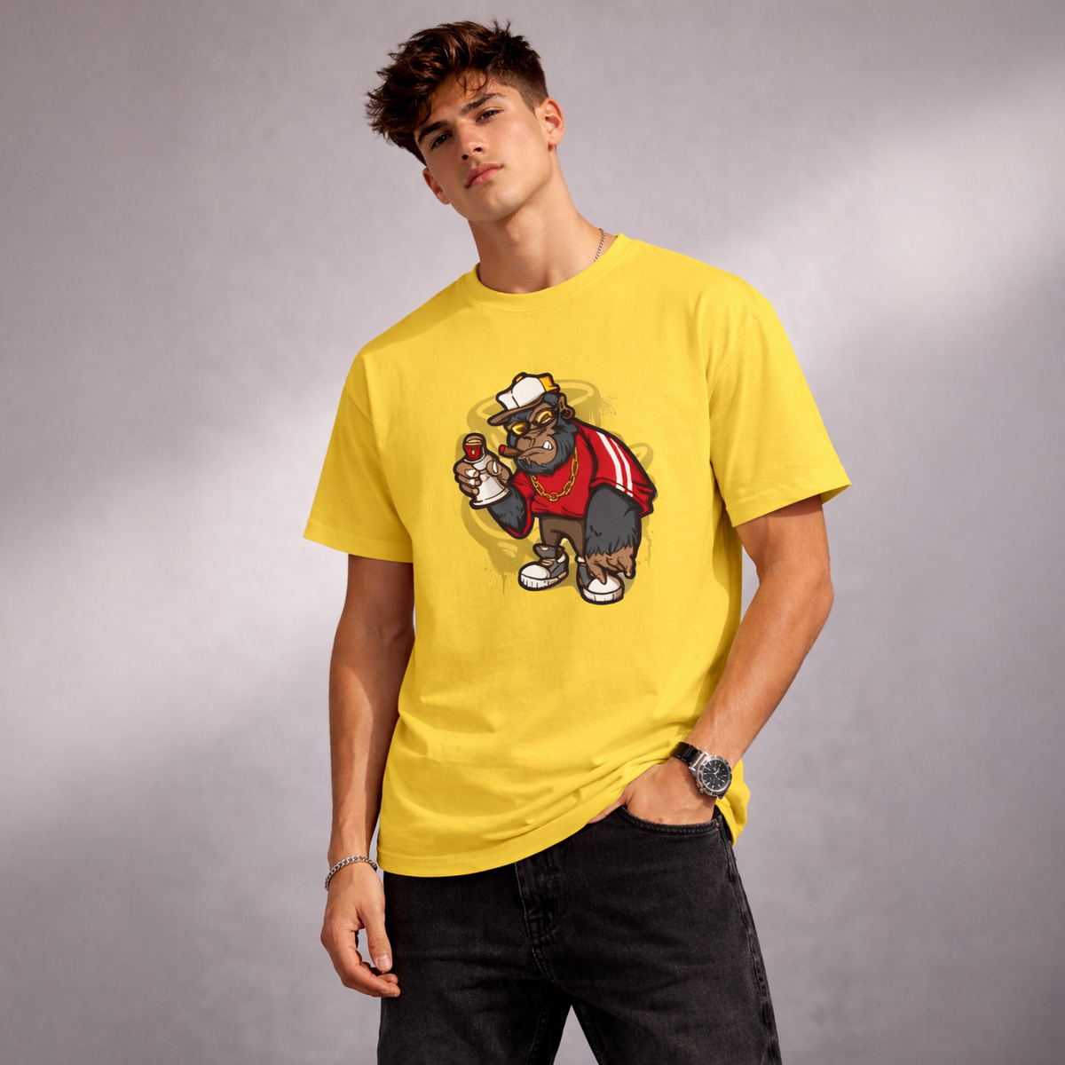 Vastrio Unisex Gorilla Graphic Printed T-Shirt for Men & Women | Regular Fit Round Neck Short Sleeve Casual Streetwear T-Shirt