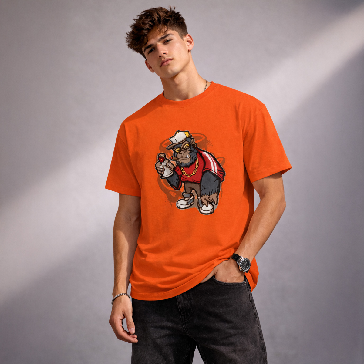 Vastrio Unisex Gorilla Graphic Printed T-Shirt for Men & Women | Regular Fit Round Neck Short Sleeve Casual Streetwear T-Shirt