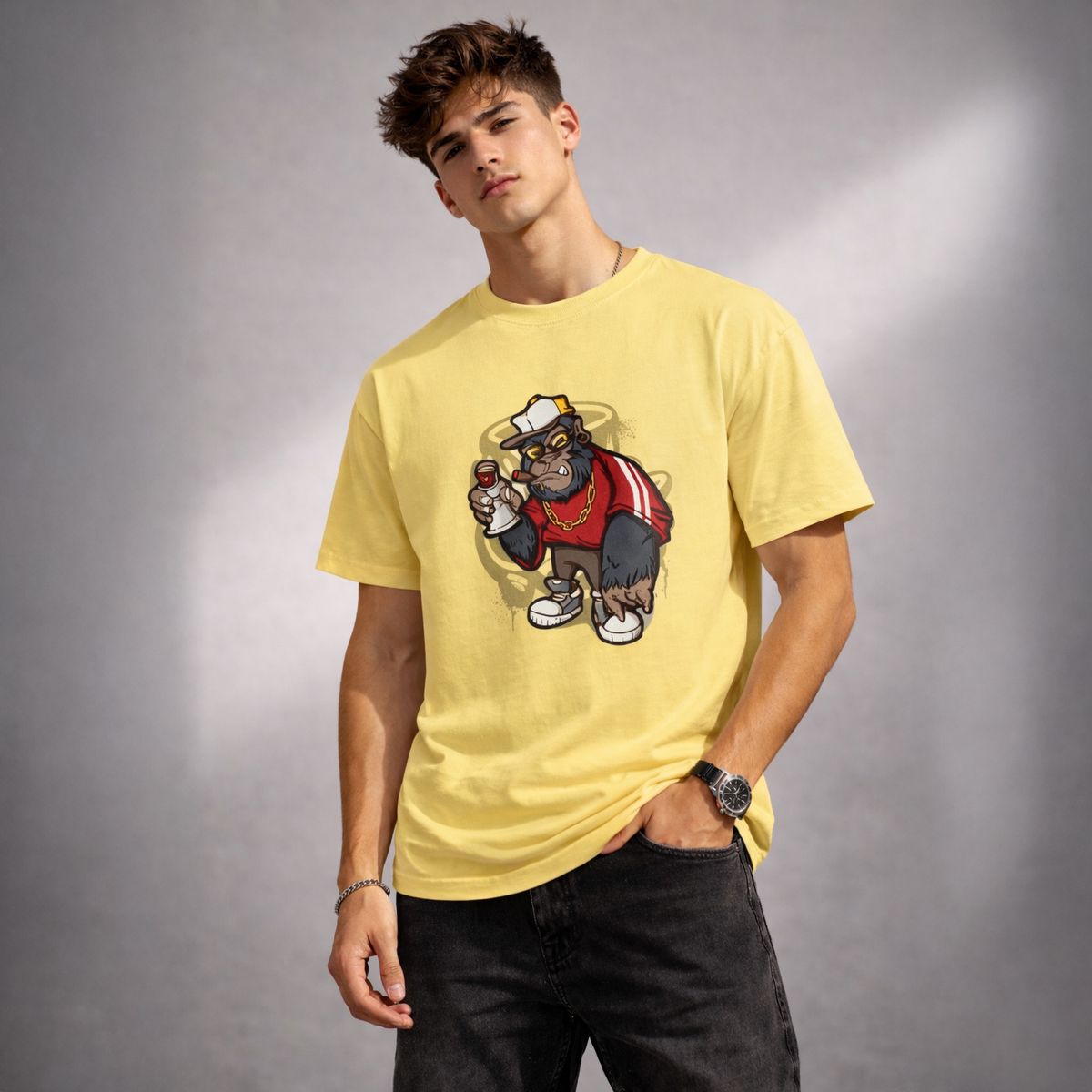 Vastrio Unisex Gorilla Graphic Printed T-Shirt for Men & Women | Regular Fit Round Neck Short Sleeve Casual Streetwear T-Shirt