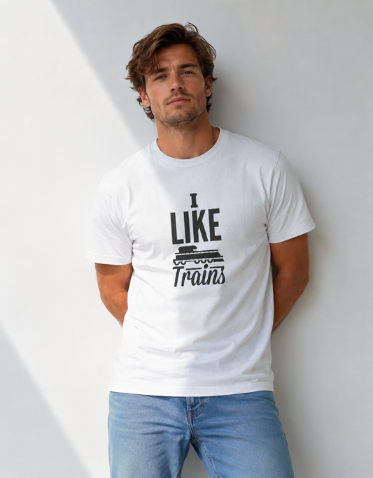 Vastrio I Like Trains Graphic T-Shirt | Unisex Cotton Tee