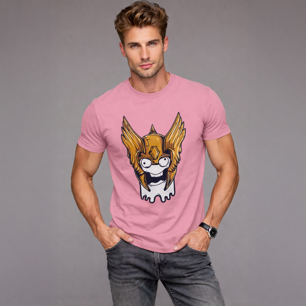 Vastrio Unisex Golden Wing Graphic Printed T-Shirt for Men & Women | Cool Cartoon Graphic Tee | Trendy Casual White T-Shirt