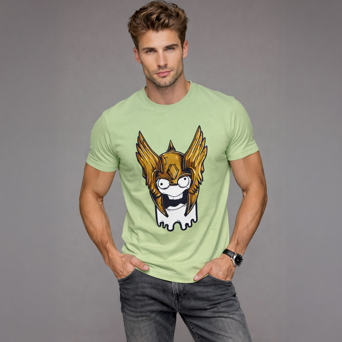Vastrio Unisex Golden Wing Graphic Printed T-Shirt for Men & Women | Cool Cartoon Graphic Tee | Trendy Casual White T-Shirt