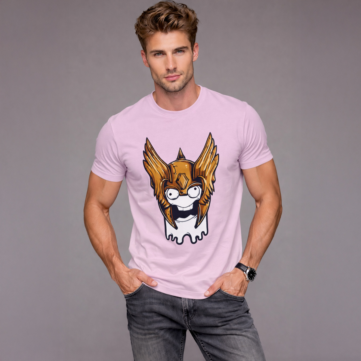 Vastrio Unisex Golden Wing Graphic Printed T-Shirt for Men & Women | Cool Cartoon Graphic Tee | Trendy Casual White T-Shirt